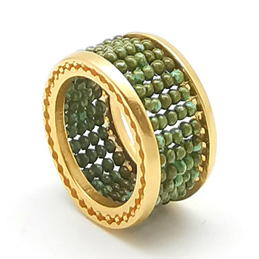 Anillo Telarar Dorado Liso Turquesa T